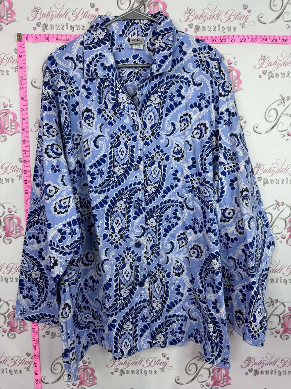 ALLISON RHEA button up Light Blue Paisley Button-Down Shirt by